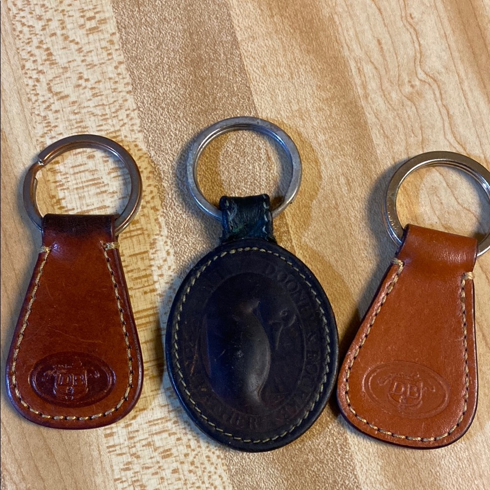 Brown and Black Leather Keychain Set